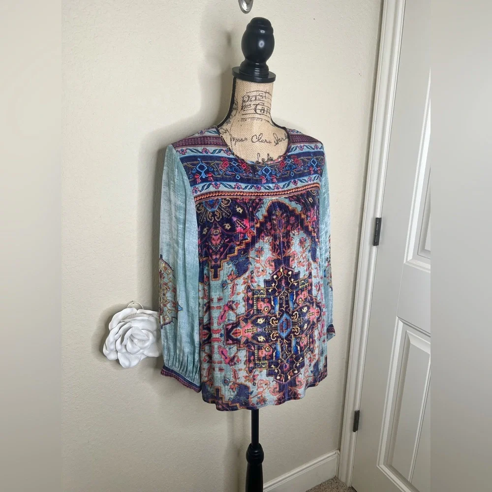 NTM: Anthropologie Vineet Bahl Prudence Blouse with Embroidery & Multicolor Sz M